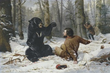 熊と狩人 Oil Paintings